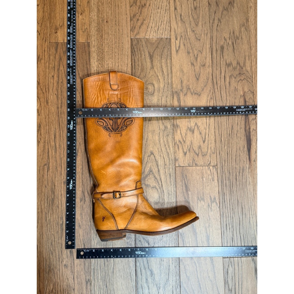 Frye Rider Logo Boots Women Tan Leather Tall Riding EquestrianSize 9M - Picture 8 of 16